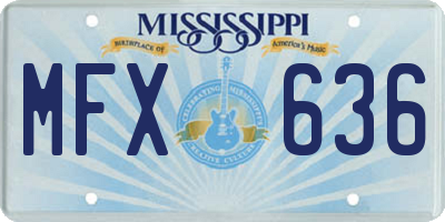 MS license plate MFX636