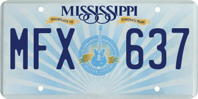 MS license plate MFX637