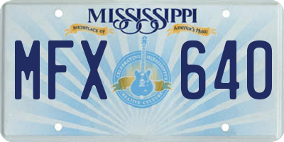 MS license plate MFX640