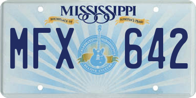MS license plate MFX642