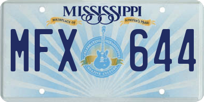 MS license plate MFX644