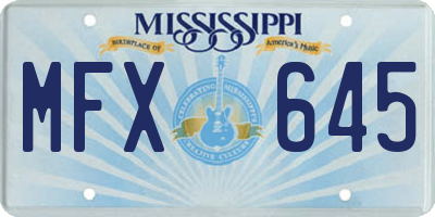 MS license plate MFX645