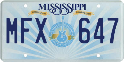 MS license plate MFX647