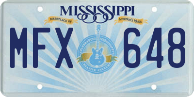 MS license plate MFX648