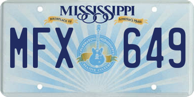 MS license plate MFX649