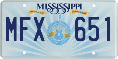 MS license plate MFX651
