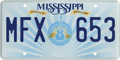 MS license plate MFX653