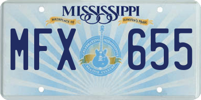 MS license plate MFX655