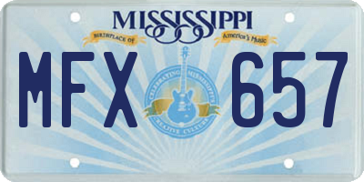 MS license plate MFX657