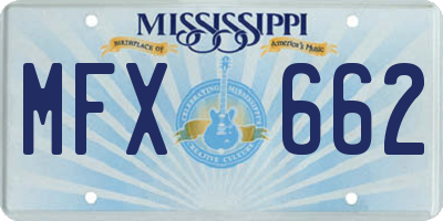 MS license plate MFX662