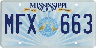 MS license plate MFX663