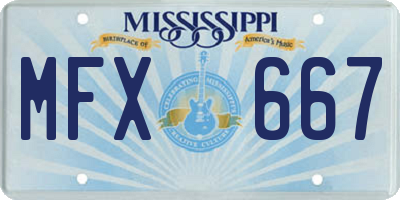 MS license plate MFX667