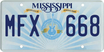 MS license plate MFX668