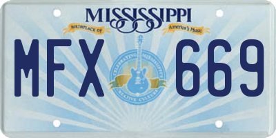 MS license plate MFX669