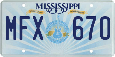 MS license plate MFX670