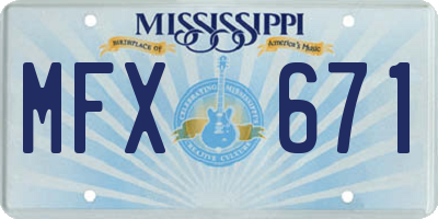 MS license plate MFX671