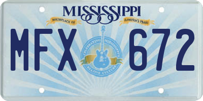 MS license plate MFX672