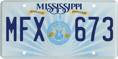 MS license plate MFX673