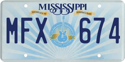 MS license plate MFX674