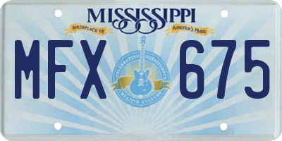 MS license plate MFX675