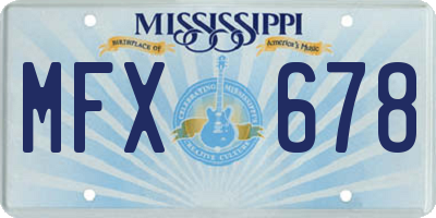 MS license plate MFX678