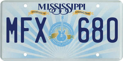 MS license plate MFX680