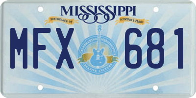 MS license plate MFX681