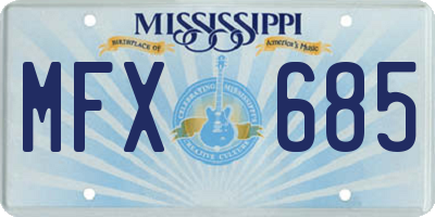 MS license plate MFX685