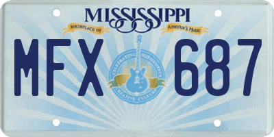 MS license plate MFX687