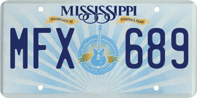 MS license plate MFX689