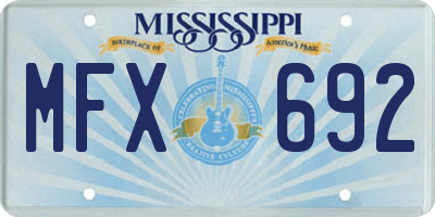 MS license plate MFX692