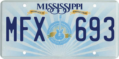 MS license plate MFX693