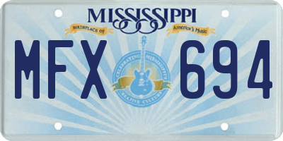MS license plate MFX694
