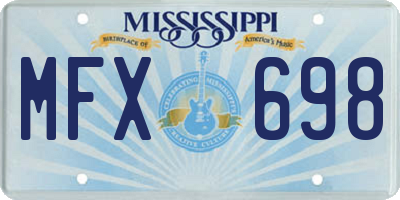 MS license plate MFX698