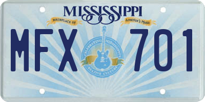 MS license plate MFX701