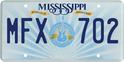 MS license plate MFX702