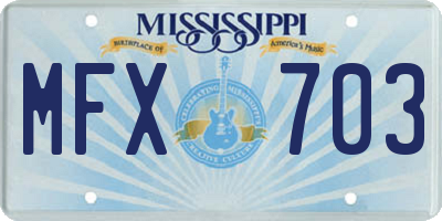 MS license plate MFX703