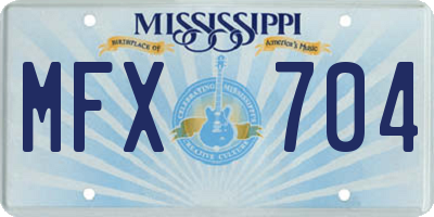 MS license plate MFX704