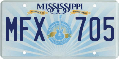 MS license plate MFX705