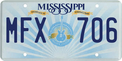 MS license plate MFX706