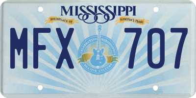 MS license plate MFX707
