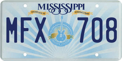 MS license plate MFX708