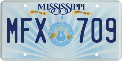 MS license plate MFX709
