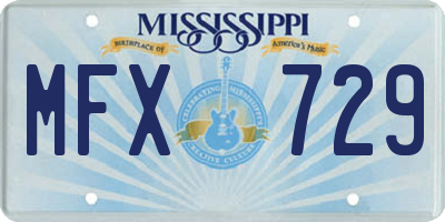 MS license plate MFX729