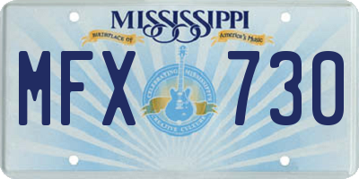 MS license plate MFX730