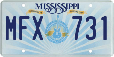 MS license plate MFX731