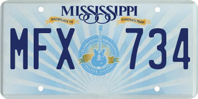 MS license plate MFX734