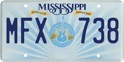 MS license plate MFX738