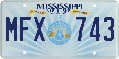 MS license plate MFX743