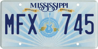 MS license plate MFX745